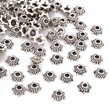 Honeyhandy Tibetan Style Zinc Alloy Bead Caps, Cadmium Free & Lead Free, Antique Silver, 5x2mm, Hole: 1mm, about 1000pcs/100g