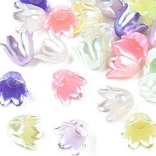 Honeyhandy Spray Paint ABS Plastic Imitation Pearl Beads, Flower, Mixed Color, 10x11x8.5mm, Hole: 1.4mm