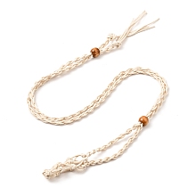 Honeyhandy Braided Wax Rope Cord Macrame Pouch Necklace Making, Adjustable Wood Beads Interchangeable Stone Necklace, Linen, 35.43 inch(90cm), 4mm