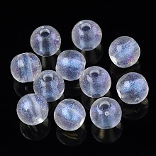 Honeyhandy Transparent Acrylic Beads, Glitter Powder, Round, Clear, 8x7mm, Hole: 2mm