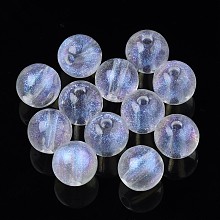 Honeyhandy Transparent Acrylic Beads, Glitter Powder, Round, Clear, 9.5x9mm, Hole: 2mm