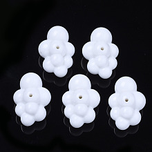 Honeyhandy Opaque Acrylic Beads, 3D Cloud Shapes, White, 33x23x17mm, Hole: 2mm