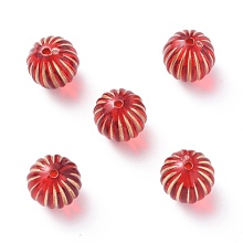 Honeyhandy Plating Acrylic Beads, Metal Enlaced, Round, Red, 12mm, Hole: 1.5mm