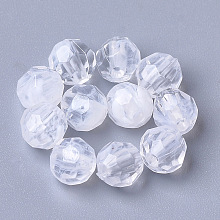 Honeyhandy Acrylic Beads, Imitation Gemstone, Faceted, Round, Clear & White, 6mm, Hole: 1.6mm