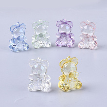 Honeyhandy Transparent Acrylic Pendants, AB Color Plated, Bear, Mixed Color, 29x19.5x17.5mm, Hole: 2mm