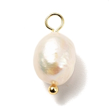 Honeyhandy Natural Cultured Freshwater Pearl Pendants, with Brass Ball Head Pins, Rice, Real 18K Gold Plated, 16.5~17mm, Hole: 3mm