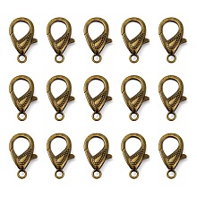 Honeyhandy Tibetan Style Alloy Lobster Claw Clasps, Antique Bronze, 30x15x4mm, Hole: 3mm