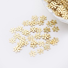 Honeyhandy Ornament Accessories Plastic Paillette/Sequins Beads, Flower, Gold, 5.5~6x0.1mm, Hole: 0.8mm