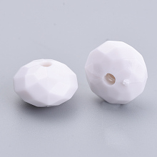 Honeyhandy Opaque Acrylic Beads, Faceted. Rondelle, White, 6x4.5mm, Hole: 1.2mm, about 570pcs/50g