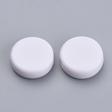 Honeyhandy Opaque Acrylic Beads, Flat Round, White, 15x4mm, Hole: 1.5mm