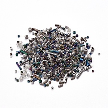 Honeyhandy Glass Seed Beads, Mixed Style, Mixed Shapes, Dark Gray, 1~7x2~4mm, Hole: 0.7~1mm