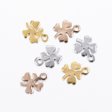 Honeyhandy 304 Stainless Steel Charms, Clover, Mixed Color, 11x8x1mm, Hole: 1mm