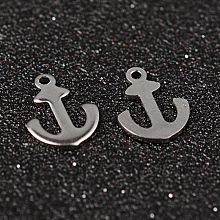 Honeyhandy Anchor 304 Stainless Steel Charms, Stainless Steel Color, 12x9x1mm, Hole: 1mm