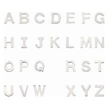 Honeyhandy 304 Stainless Steel Alphabet Charms, Letter A~Z, Stainless Steel Color, 11~12x5.5~11x0.5~0.8mm, Hole: 1mm, 26pcs/set