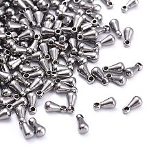 Honeyhandy 304 Stainless Steel Chain Findings teardrop, Shaped Charms, Chain Extender Drop, Stainless Steel Color, 6x3mm, Hole: 0.5mm