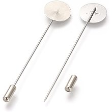 UNICRAFTALE 20-Pieces 15mm Tray Brooch Pins for Resin Rhinestone 304 Stainless Steel Brooch Pins Findings Safety Catch Back Pins for Craft Jewelry Making 77x15mm, pin 1mm