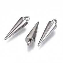 Honeyhandy 201 Stainless Steel Pendants, Cone, Stainless Steel Color, 17.5x5mm, Hole: 1.6mm