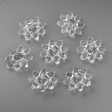 Honeyhandy Transparent Acrylic Beads, Faceted, Flower, Clear, 29x12mm, Hole: 3mm