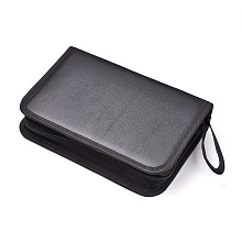 Honeyhandy PU Leather & Oxford Cloth Zipper Storage Case, Carrying Case for Jewelry Making Tools, Black, 26.3x16.5x5.6cm, Unfold: 26.3x37.5x0.65cm