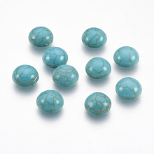 Honeyhandy Synthetic Turquoise Flat Back Dome Cabochons, Craft Findings, Dyed, Half Round, Dark Cyan, 8x4mm