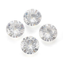 Honeyhandy Cubic Zirconia Pointed Back Pendants, Faceted, Flat Round, Clear, 4mm, Hole: 1mm