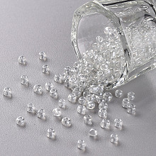 Honeyhandy Glass Seed Beads, Trans. Colours Lustered, Round, Clear, 3mm, Hole: 1mm, about 2222pcs/100g