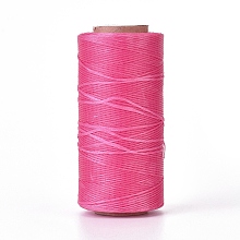 Honeyhandy Waxed Polyester Cord, Micro Macrame Cord, Waxed Sewing Thread, Flat, Fuchsia, 0.8mm, about 284.33 yards(260m)/roll