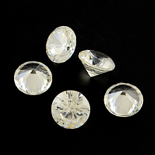 Honeyhandy Diamond Shaped Cubic Zirconia Pointed Back Cabochons, Faceted, Clear, 18mm