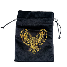 Velvet Tarot Cards Storage Bags, Tarot Desk Storage Holder, Black, Owl Pattern, 18x13cm