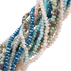 NBEADS 10 Strands Mixed Color Electroplate Imitation Jade Glass Beads, Faceted, Abacus, 2.5x2mm, Hole: 1mm  ( EGLA-J025-M01 )