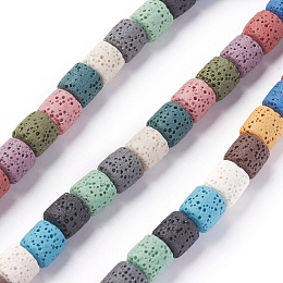 ARRICRAFT Natural Lava Rock Beads Strands, Dyed, Column, Mixed Color, 8~8.5x8~8.5mm, Hole: 2mm, about 46 pcs/Strand, 15.35 inches(39 cm)