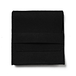 Microfiber Jewelry Pouches, Foldable Gift Bags, for Ring Necklace Earring Bracelet Jewelry, Square, Black, 8x7.8x0.3cm