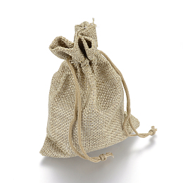 Honeyhandy Burlap Packing Pouches Drawstring Bags, Dark Khaki, 18x13cm