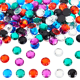 Olycraft 120Pcs 6 Colors Sew on Rhinestone, Taiwan Acrylic Rhinestone, Two Holes, Garments Accessories, Faceted, Half Round/Dome, Mixed Color, 12x4mm, Hole: 1mm, 20pcs/color