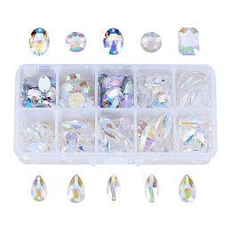 PandaHall Elite 150 Pcs Crystal AB Flatback Sew On Gems Faceted 2-Hole Acrylic Rhinestones Links for Decoration Clothing DIY Mixed Colo