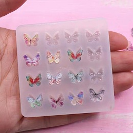 Honeyhandy Butterfly Shape DIY Food Grade Silicone Molds, Fondant Molds, For DIY Cake Decoration, Chocolate, Candy, UV Resin & Epoxy Resin Jewelry Making,, White, 56x56x7mm, Inner Diameter: 8x9mm