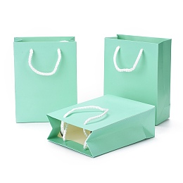 Honeyhandy Kraft Paper Bags, with Handles, Gift Bags, Shopping Bags, Rectangle, Aquamarine, 16x12x5.9cm