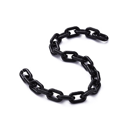 Honeyhandy Handmade Opaque Acrylic Cable Chains, Black, 15x9x3mm, 39.37 inch(1m)/strand