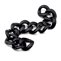 Honeyhandy Handmade Spray Painted CCB Plastic Curb Chains, Twisted Chain, for Handbag Chain Making, Oval, Black, Links: 22.5x23x6mm, 39.37 inch(1m)/Strand