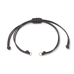 Honeyhandy Braided Waxed Polyester Cord, with 304 Stainless Steel Jump Rings, for Adjustable Link Bracelet Making, Black, 12-3/8 inch(31.4cm), Hole: 3.6mm