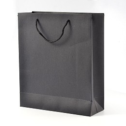 Honeyhandy Rectangle Kraft Paper Bags, Gift Bags, Shopping Bags, with Nylon Cord Handles, Black, 40x30x10cm