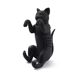 Honeyhandy Silicone Tea Infuser, Cat Creative Animal Tea Strainer, for Tea Lovers, Black, 43x60x104mm, Inner Diameter: 24mm