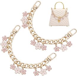 PandaHall Elite 2pcs Purse Chain Strap Replacement 7.9" Short Chain Straps Enamel Flower Charm Purse Handle Extender Decorative Bag Chains Golden Chain for Purse Handbag Wallet Crossbody Shoulder Bag