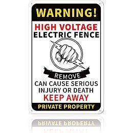 GLOBLELAND Warning High Voltage Electric Fence Remove Can Cause Serious Injury or Death Keep Away Private Property Sign 8x12 inches 35 Mil Aluminum Warning Sign, UV Protected and Waterproof