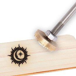 OLYCRAFT Wood Branding Iron 1.2” Leather Branding Iron Stamp Custom Logo BBQ Heat Stamp with Brass Head and Wood Handle for Woodworking and Handcrafted Design - Apollo & Luna