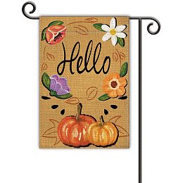 GLOBLELAND Hello Pumpkin Fall Garden Flag Vertical Double Sided Flower Autumn Thanksgiving Yard Flag 12 x 18 Inch Home Seasonal Vintage Outdoor Decor