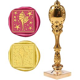 CRASPIRE Wax Seal Stamp Conch Pattern Vintage Wax Sealing Stamps Retro 25mm Removable Square Brass Head Peacock Alloy Handle for Wedding Invitations Embellishment Bottle Decoration Gift Packing