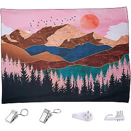 CREATCABIN Sunset Wall Tapestry Forest Tree Mountain Tapestries Nature Landscape Polyester Decorative Background Kits Wall Hanging for Home Bedroom Plastic Non-Trace Picture Hook 78 x 59inch