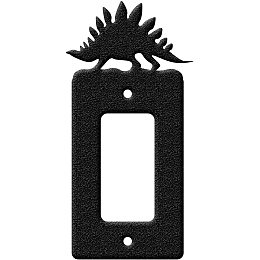 Arricraft 1 Set Dinosaur Stegosaurus Iron Single Gang Light Switch Wall Plate Cover Power Outlet Decoration Rectangle Black with Screw for Switch, Electric Outlets, GFCI and Dimmer About 3.1x6.3inch