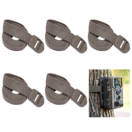 CHGCRAFT 5Pcs Trail Camera Straps Game Cam Mounting Straps Fiber Straps Camera Tree Belts with Plastic Buckle for Hunting Game Cameras Accessory 71.92x0.94 Inches, Dark Olive Green